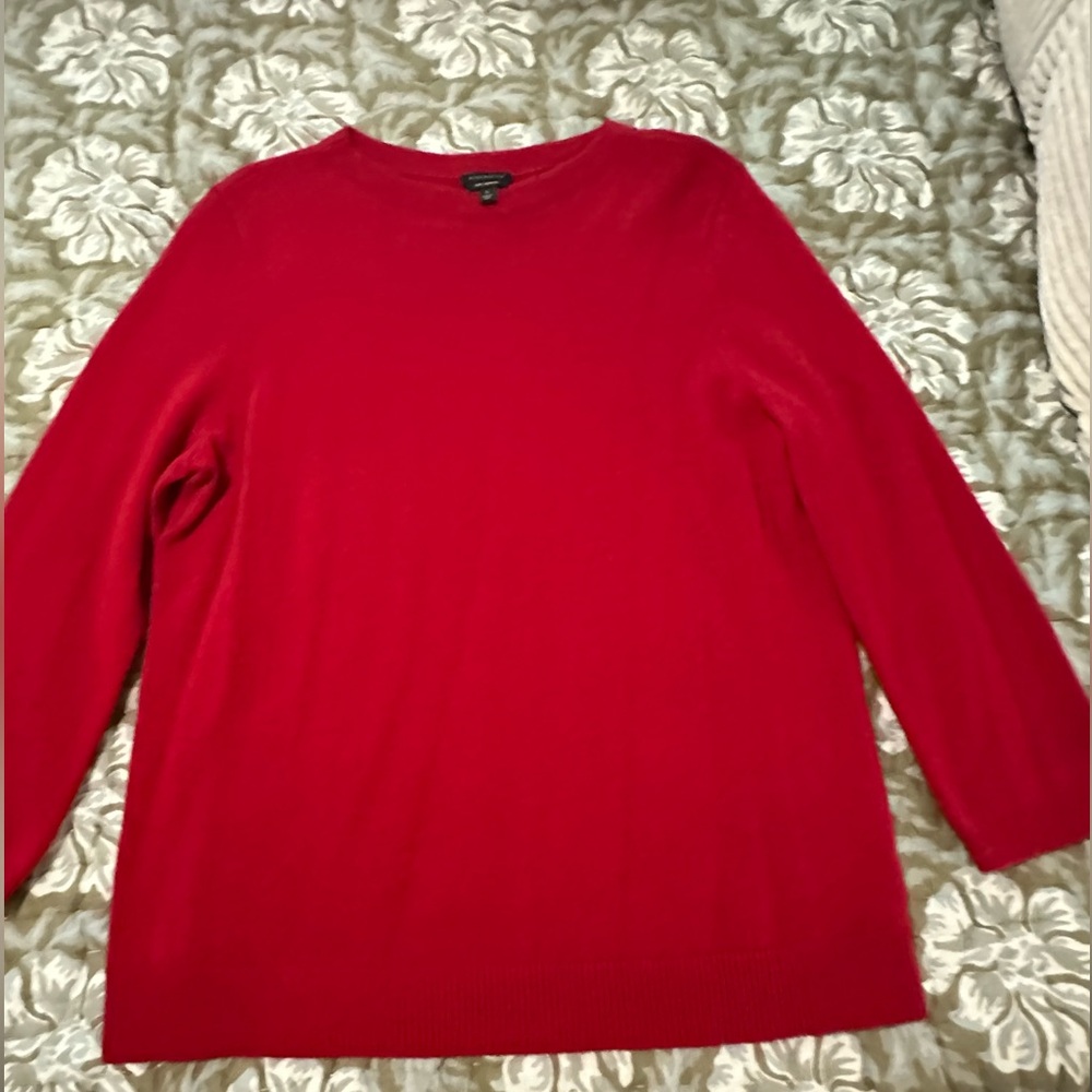 Talbots Red Cashmere Crew Neck Sweater